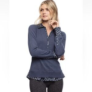 Goode Rider 100% Merino Wool Sweater Blue Heather in excellent condition size S